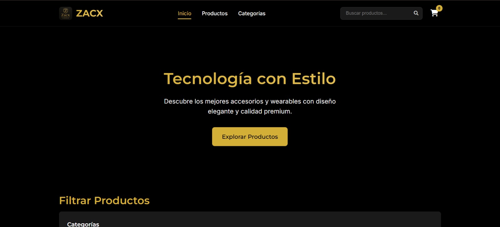 Vista previa de la tienda online Zacx - Productos tecnológicos